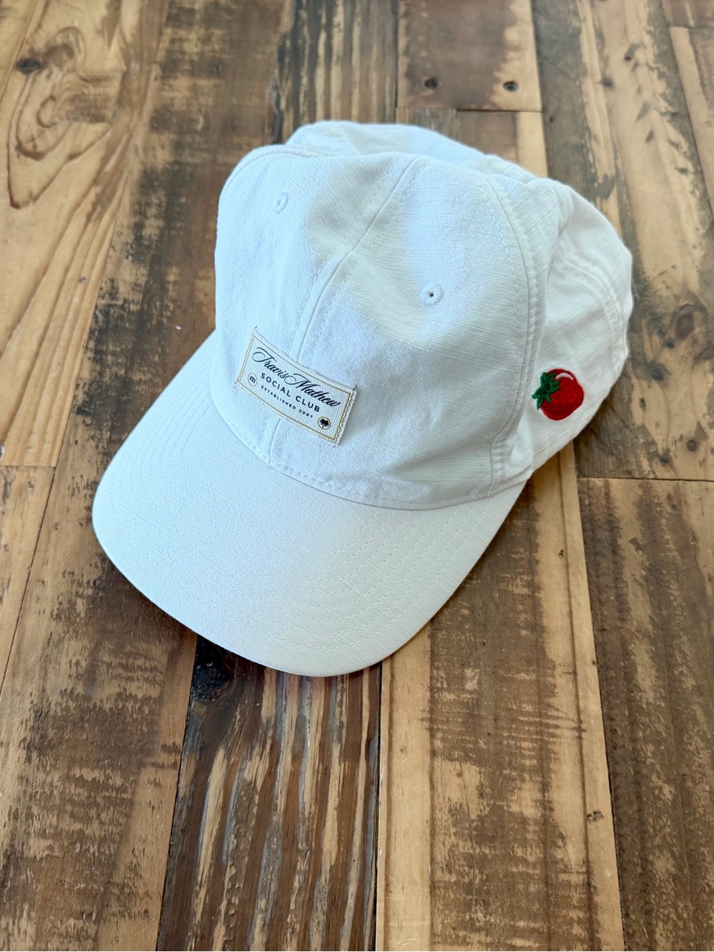 Travis Mathew Kids White Cap with Red Strawberry Patch
